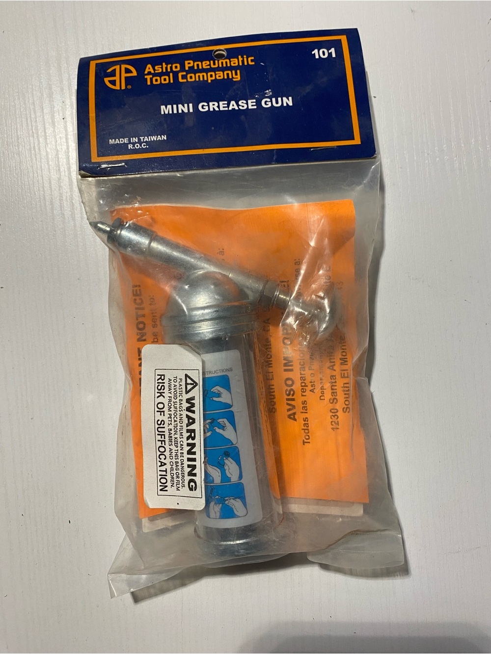 Astro Pneumatic Tool Co 101 Mini Grease Gun 3 oz Needle Nozzle New NOS NIB